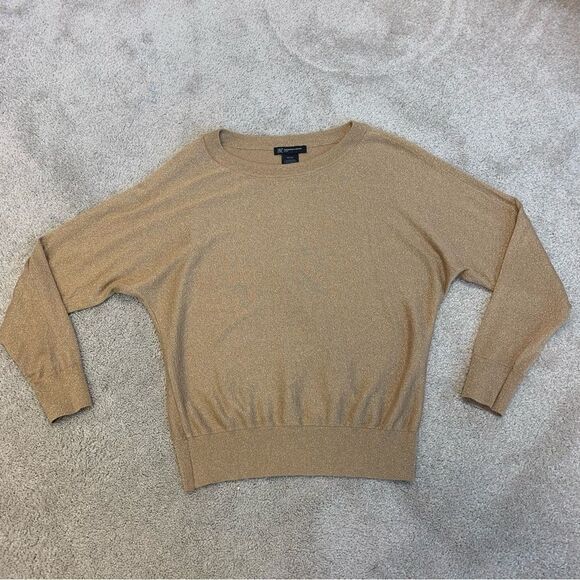 I.n.c. International concepts Metallic glitter gold Long sleeve crewneck sweater - Picture 6 of 10